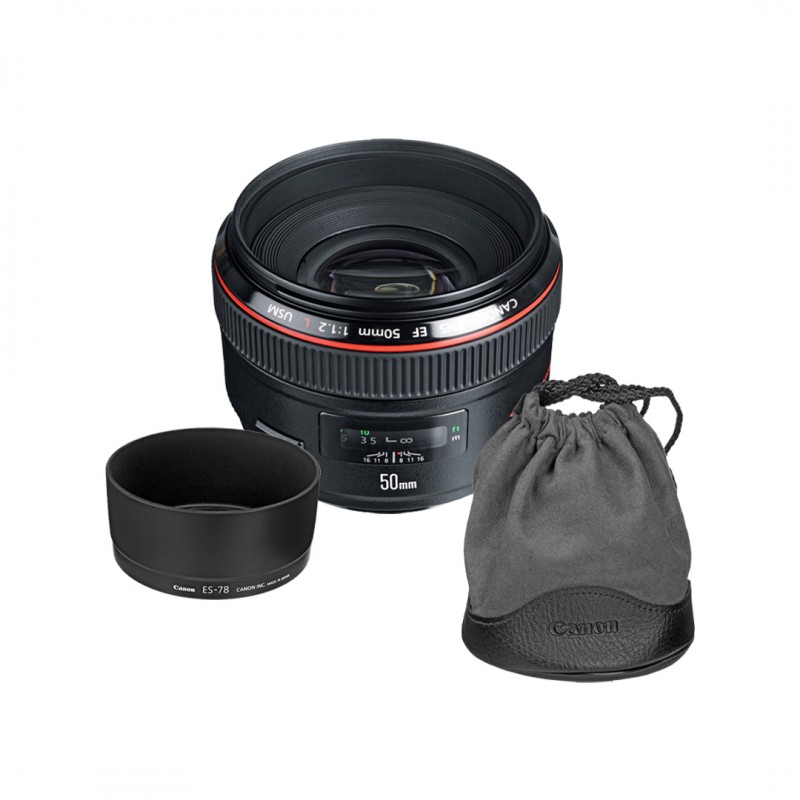 Canon EF 50mm f/1.2L USM Lens with Lens Case and Lens Hood
